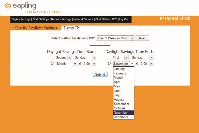Sapling IP Clocks - Built in Web Interface